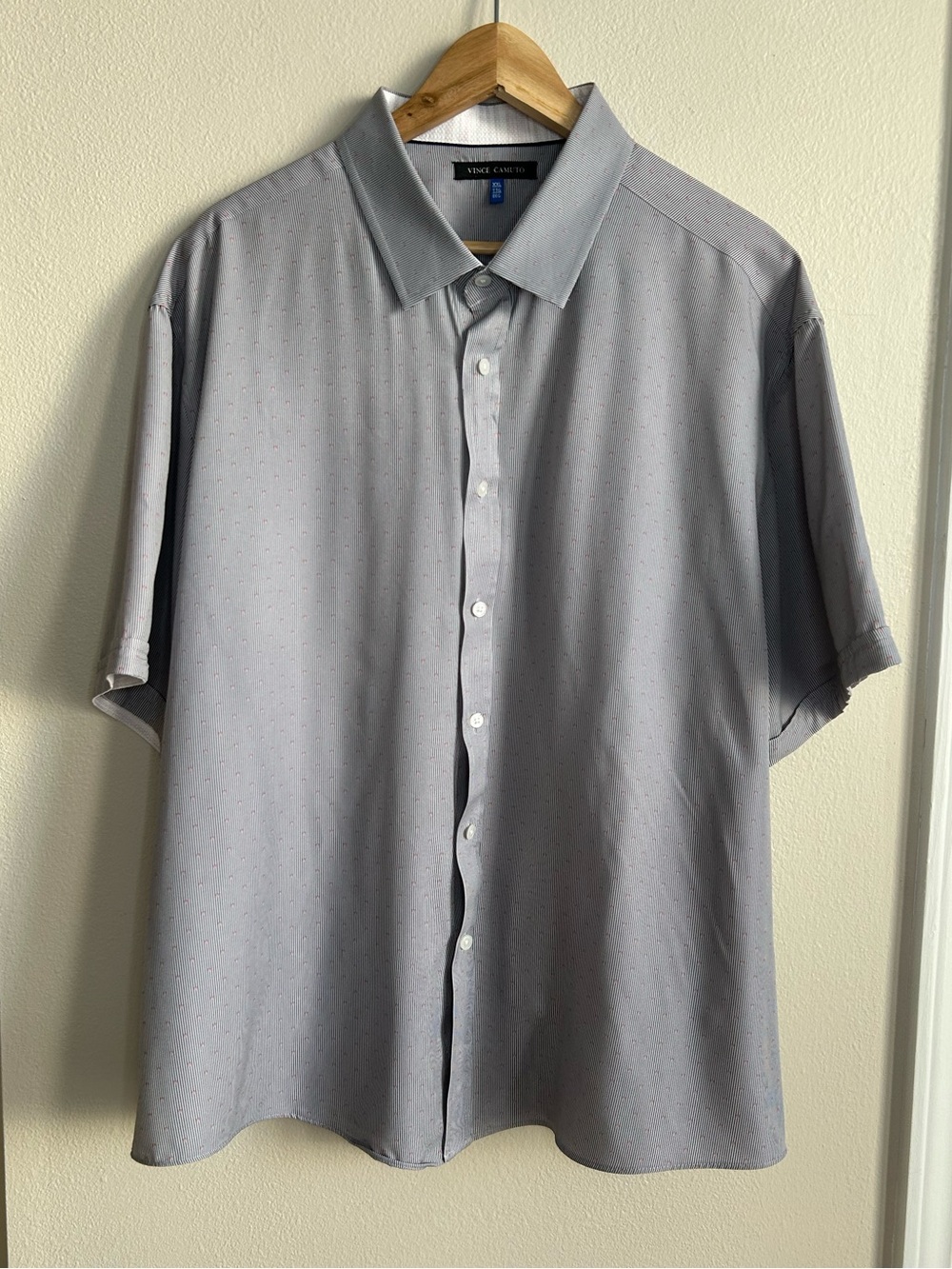 Vince Camuto Men's Light Gray Pattern Short-Sleeve Button-Up Shirt Size XXL